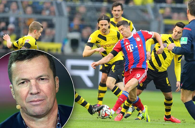 Der bayerische Siegbringer: Stürmer Robert Lewandowski beim 1:0 gegen Borussia Dortmund im Kampf mit seinen Ex-Kollegen. Sky-Experte Lothar Matthäus erklärt den Sieg.