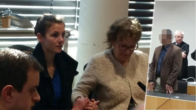 Der Angeklagte Alain A. (52)(rechts) und die Mutter und Schwester der Getöteten. Beide treten als Nebenkläger auf.