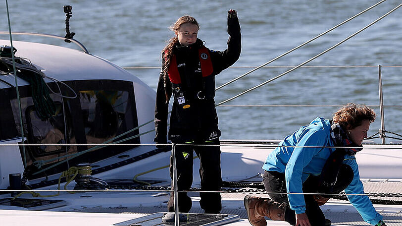 Greta Thunberg bei ihrer Ankunft in Lissabon am Dienstag