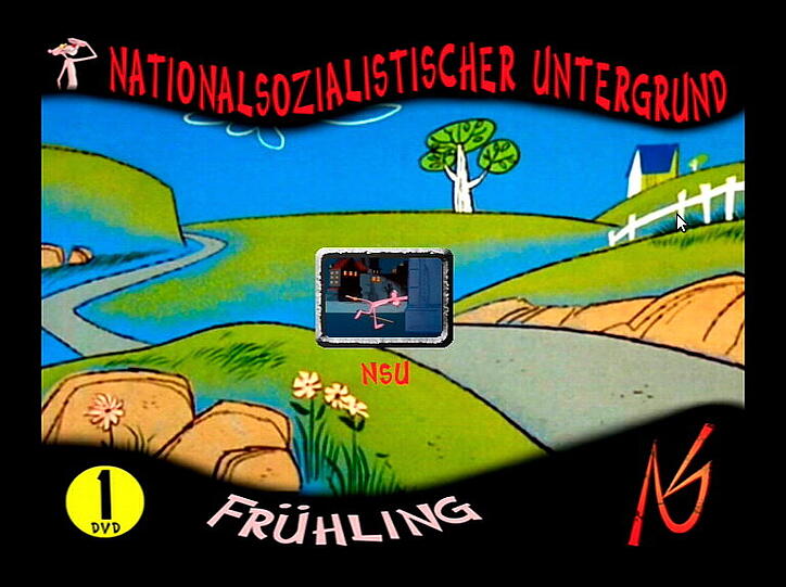 Der Screenshot zeigt einen Ausschnitt aus dem Video des Nationalsozialistischen Untegrundes (NSU): In dem Film mit der Trickfilmfigur "Paulchen Panther" werden Fotos der Mordopfer der vergangenen Jahre gezeigt, zu denen sich die Terrorgruppe bekannte.