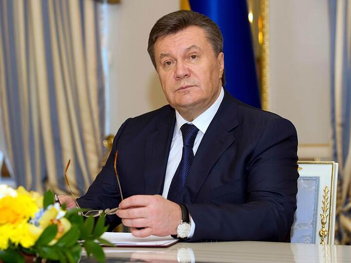 Der ehemalige ukrainische Staatspräsident Viktor Janukowitsch nach der Unterzeichnung einer Vereinbarung zur Krisenlösung im Jahr 2014.