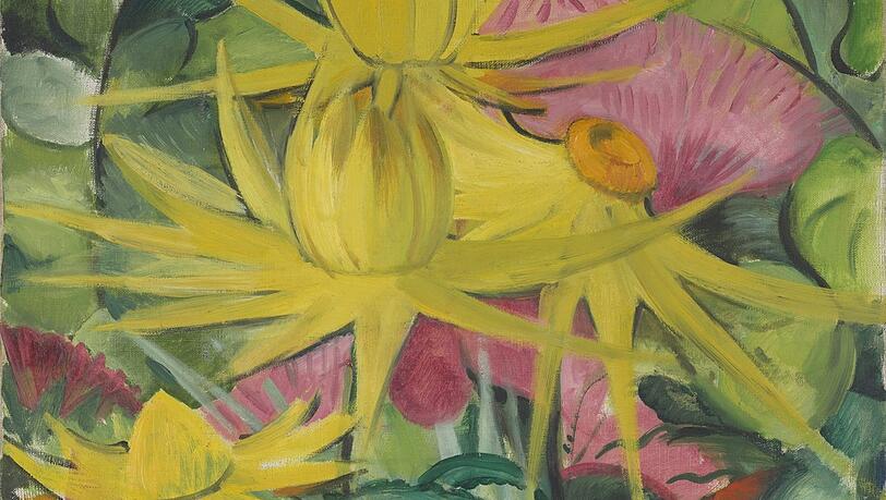 Zeit wird&rsquo;s: Maria Franck-Marcs 1913 entstandene &bdquo;Blumen und gelbe Disteln&ldquo; kommen in die neue &bdquo;Blauer Reiter&ldquo;-Schau - neben Bilder von Franz Marc.