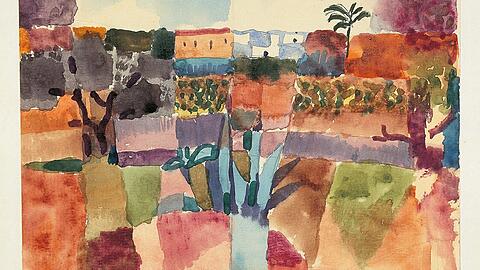 Auf seiner Tunis-Reise im Jahr 1914 hat Paul Klee Impressionen von &bdquo;Hammamet&ldquo; eingefangen.