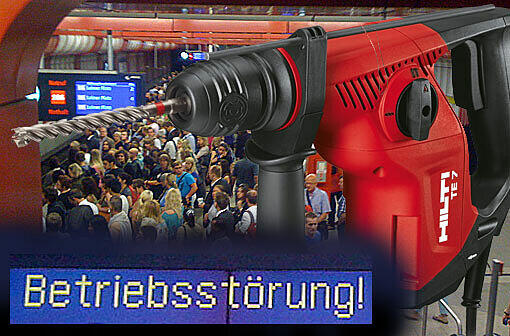 Die Königin der Bohrmaschinen: Mit einer Hilti hat ein Bauarbeiter am Donnerstagmorgen ein Gasleck verursacht und damit die gesamte Stammstrecke lahmgelegt...