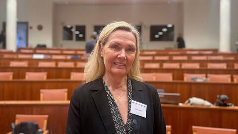Anna Wedell bei der Preisbekanntgabe in Stockholm.
