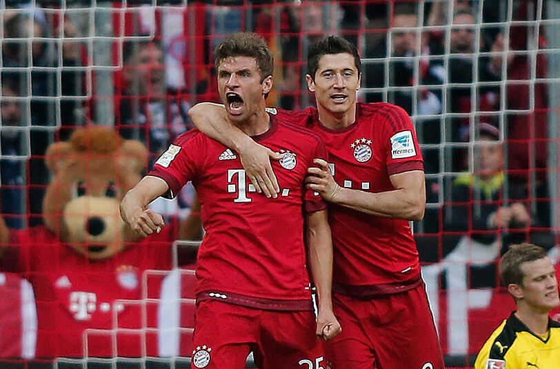 "Egal, wer die Tore schießt, Hauptsache wir gewinnen." - Bayerns Traum-Duo Thomas Müller (l.) und Robert Lewandowski geht am Dienstag bei Arsenal London zu Werke.