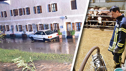 Überschwemmte Straßen und Höfe - die Bilder vom Unwetter im Landkreis Ebersberg.