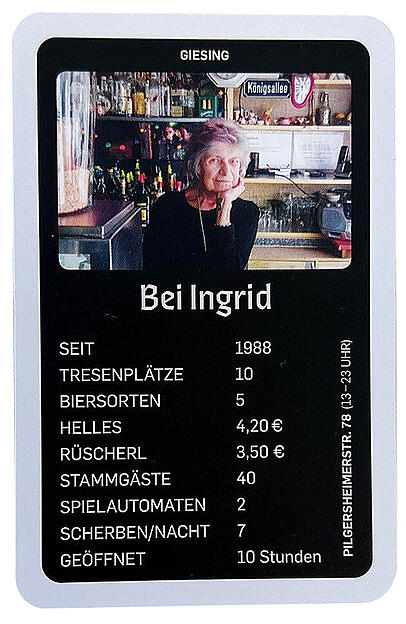 Die Spielkarten des Boazn-Quartetts: Hier die Karte zu Ingrids Bierstüberl. Die Spielkarten des Boazn-Quartetts: Hier die Karte zu Ingrids Bierstüberl.