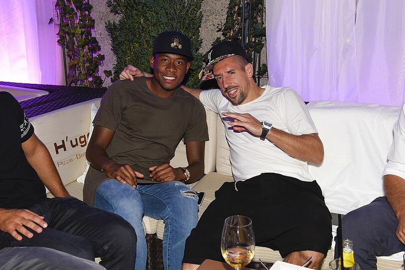 Fleißige H'ugo's-Gänger: Die Bayern-Stars David Alaba und Franck Ribéry.
