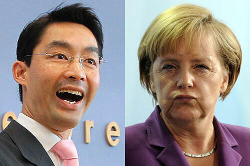 Der Jüngling mit der &bdquo;Mutti&ldquo;: Als jüngter FDP-Chef wird Philipp Rösler
viel mit Kanzlerin Angela Merkel besprechen müssen.