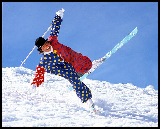 Gut gelaunt: Rosi Mittermaier, Ski-Legende, Buchproduktion, Sölden, 1986.