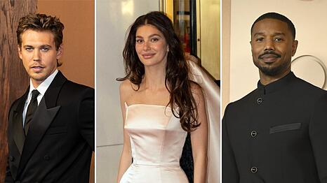 Das d&uuml;rfte bei manch einer Kollegin f&uuml;r Neid sorgen: Camila Morrone hat sich eine Rolle in "Miami Vice '85" an der Seite von Michael B. Jordan (r.) und Austin Butler geangelt.