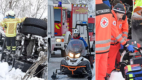 Dramatische Rettungsaktion nach einem Unfall auf der Bundesstraße 307 bei Fall-Vorderriß - die Bilder.
