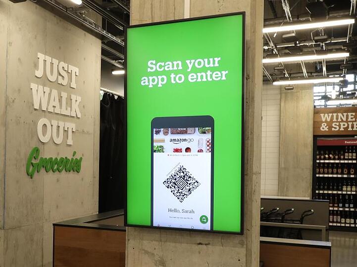 Blick auf den Supermarkt "Amazon Go Grocery Store".