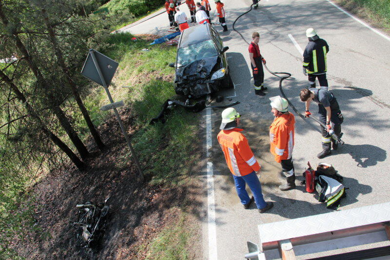 Luftaufnahme: Der tragische Unfall bei Burghausen.