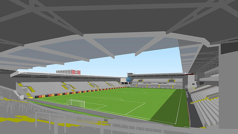 Vorschlag zwei: Eine etwas schlichtere und klassischere Variante für einen Umbau des Grünwalder Stadions.