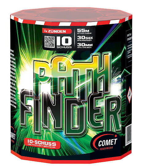 Brokatregen am Himmel: Die Batterie &bdquo;Pathfinder&ldquo; von Come: Bei vielen Artikeln verpufft der Effekt geradezu. Nicht beim &bdquo;Pathfinder&ldquo;: Hier bleiben die XXL-Brokatregeneffekte und Chrysanthemensterne &bdquo;vier bis fünf Sekunden&ldquo; lang am Himmel, so Comet-Sprecher Jens Thomas &ndash; bei Feuerwerk sei das eine halbe Ewigkeit.