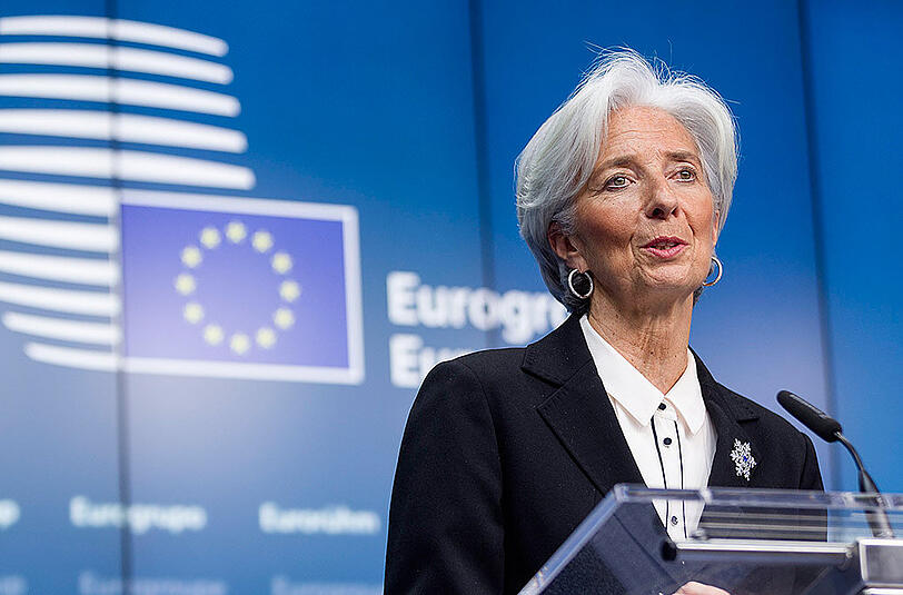 IWF-Chefin Christine Lagarde spricht in Brüssel.