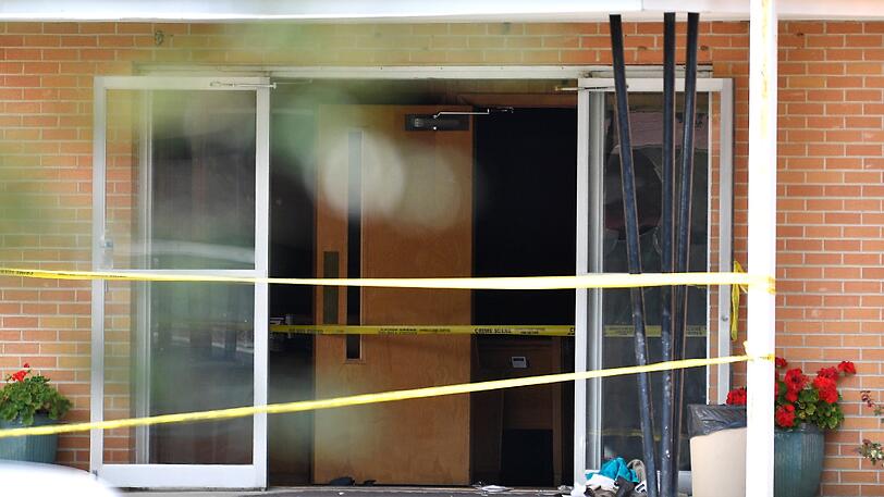 Ein Absperrband vor der Burnette Chapel Church of Christ bei Nashville: Ein Mann hatte hier das Feuer eröffnet.