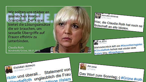 Das gefälschte Zitat bringt Claudia Roth jede Menge Ärger.