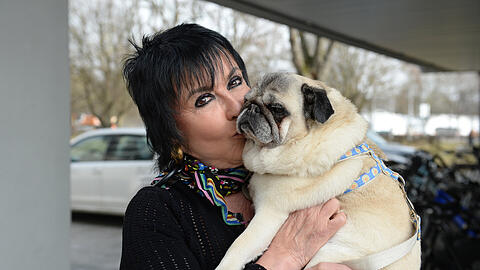 Käfer-Witwe Uschi Ackermann unterstützt mit Mops Sir Henry die Kläger. Um Ronjas Schwester Emma ist auch schon gestritten worden.