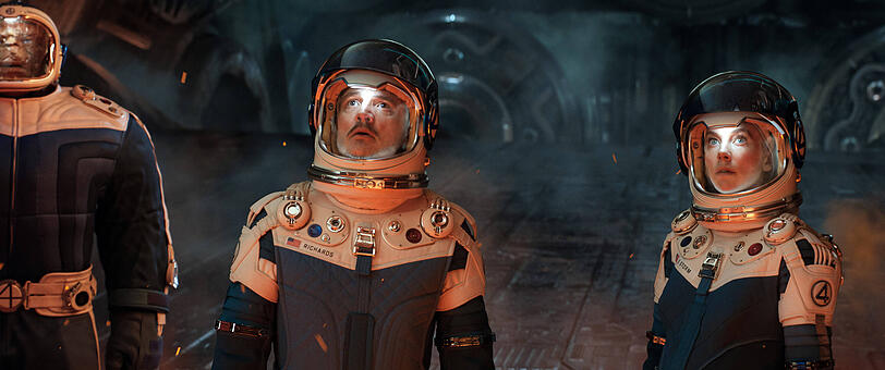 Vanessa Kirby and Pedro Pascal in "The Fantastic Four: First Steps"