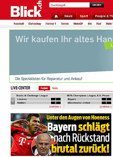 In der Schweiz interessiert man sich auch für die Anwesenheit von Uli Hoeneß. Blick.ch