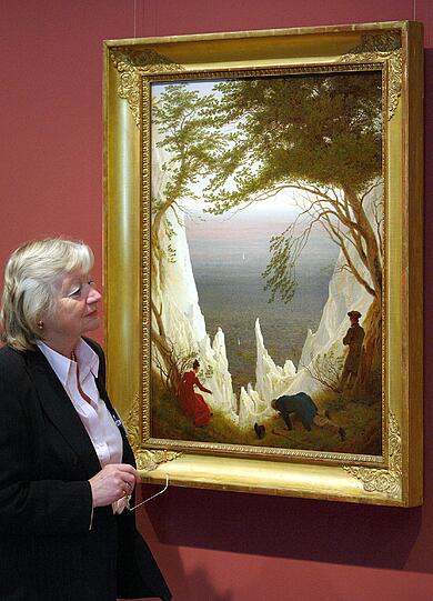 Caspar David Friedrich das Gemälde "Kreidefelsen auf Rügen" Das um 1818 entstandene populäre Gemälde zeigt drei Menschen an der Klippenkante der Kreidefelsen auf Rügen und gilt unter anderem als Allegorie auf die Liebe des Künstlers zu seiner jungen Frau Caroline. Es gehört zu den bedeutendsten Werken der Romantik und ist ausgestellt im Museum Oskar Reinhart am Stadtgarten in Winterthur.