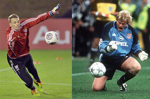 Zwei Welttorhüter, im Dienste des FC Bayern: Manuel Neuer und Oliver Kahn.