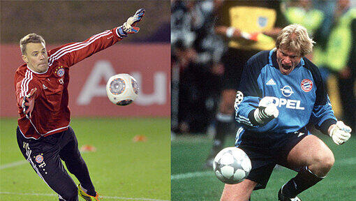 Zwei Welttorhüter, im Dienste des FC Bayern: Manuel Neuer und Oliver Kahn. Zwei Welttorhüter, im Dienste des FC Bayern: Manuel Neuer und Oliver Kahn.