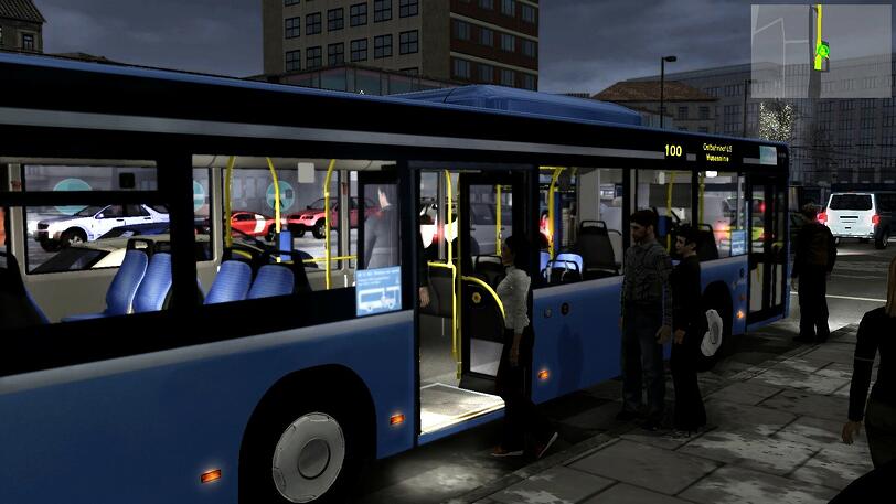 So sieht eine virtuelle Fahrt durch München in der Bussimulation aus.