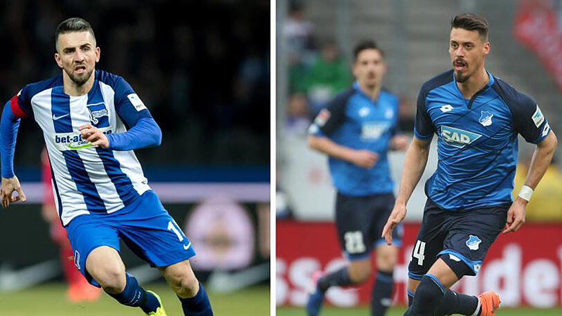 Hertha hofft auf Tor von Vedad Ibisevic (l); Hoffenheim setzt auf Sandro Wagner.