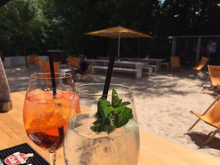 Der Strand auf der Praterinsel.