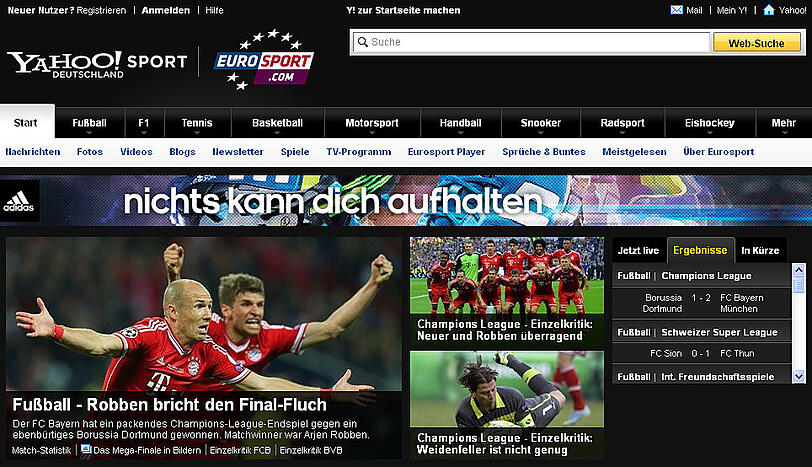 Auch Yahoo Sport spricht vom gebrochenen "Final-Fluch".