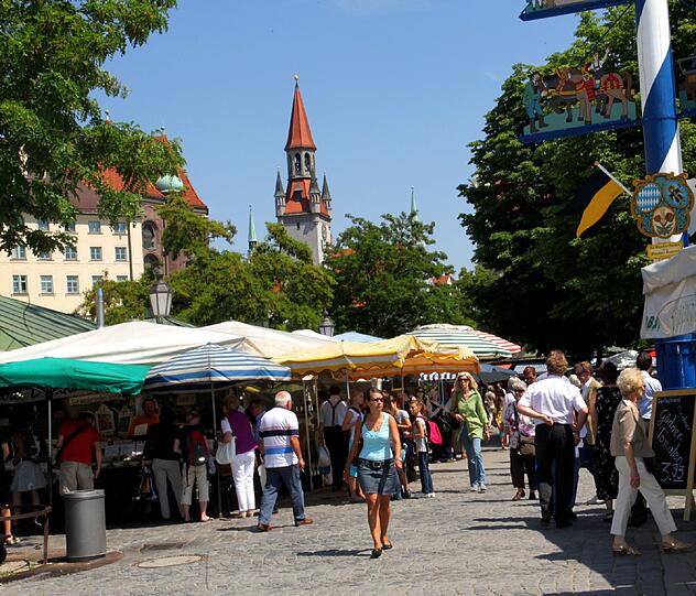 Beliebtes Ziel für Stadtführungen: der Viktualienmarkt.