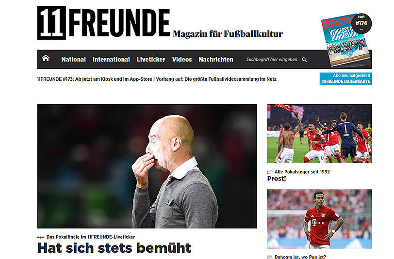 Die Kollegen des 11Freunde-Magazins nehmen den Titel-Abschied von Pep mit Humor.