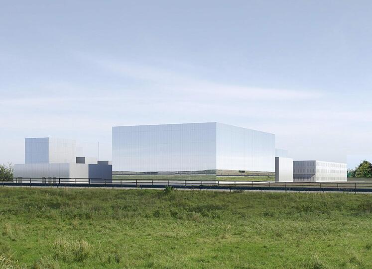Das Architekturbüro 03 Architekten schlägt in seinem Entwurf vor, einzelne
Gebäude mit einer verspiegelten Fassade zu versehen. Die Jury lobte den
Entwurf dafür, dass er mit einem hellen, freundlichen und unaufdringlichen
Ansatz den Brauereibetrieb modern und transparent repräsentiere: &bdquo;Glatte,
zum Teil spiegelnde Außenflächen sollen Himmel und Umgebung wiedergeben
und gleichermaßen Transparenz und bayerische Leichtigkeit vermitteln.&ldquo;