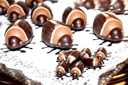 Köstliche Invasion: In dem Pralinenladen &bdquo;Sama-Sama&ldquo; werden die Marienkäfer aus feinster Schokolade hergestellt.