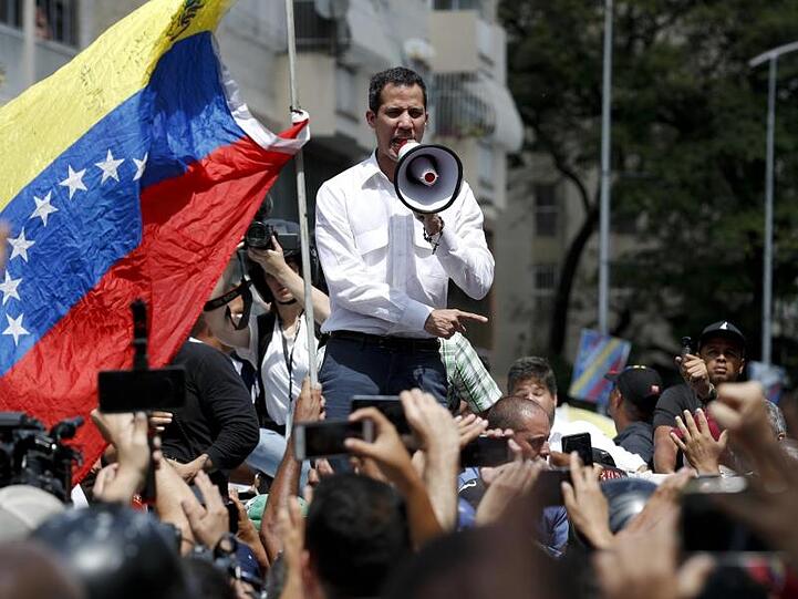Juan Guaidó, selbst ernannter Interimspräsident, bei einer Kundgebung gegen die sozialistische Regierung von Präsident Maduro.