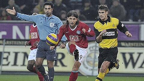 Die Hauptdarsteller: Sebastian Kehl, Marko Pantelic  und Babak Rafati (v.r.)