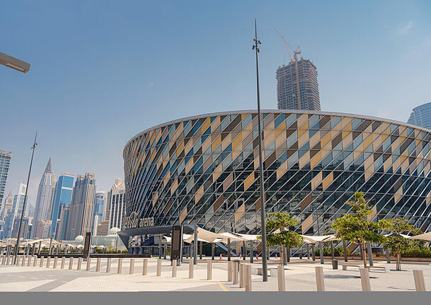 Hier spielen die Basketballer aus Dubai: Die Coca-Cola-Arena. Hier spielen die Basketballer aus Dubai: Die Coca-Cola-Arena.