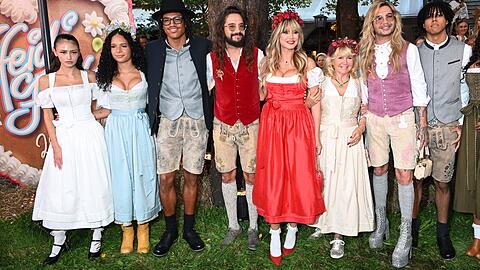 Ein Teil der Familie, v.l.n.r: Die Kinder Leni, Lou, Henry, Ehemann Tom Kaulitz und Mutter Heidi Klum.