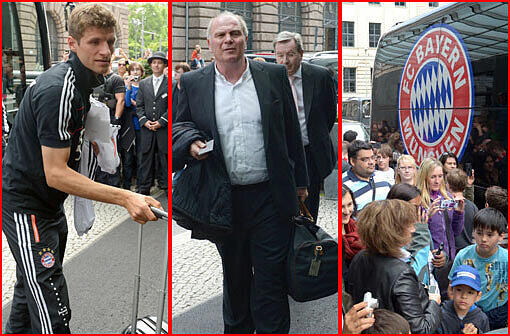 Berlin! Berlin! Der FC Bayern ist am Regent Hotel angekommen. Die Bilder