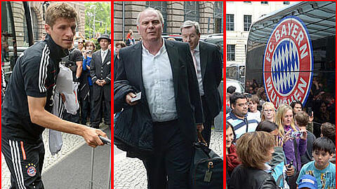 Berlin! Berlin! Der FC Bayern ist am Regent Hotel angekommen. Die Bilder