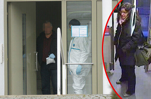 Spurensicherung am Tatort in Obersendling &ndash; und Katrin Michalk auf dem Foto rechts. Mit diesem Bild einer Überwachungskamera sucht die Polizei nach Zeugen.