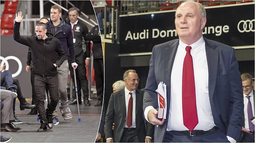 Als Manuel Neuer und Franck Ribéry den Saal betraten, musste Uli Hoeneß seine Eröffnungsrede kurz unterbrechen: Zu laut war der Jubel der Mitglieder