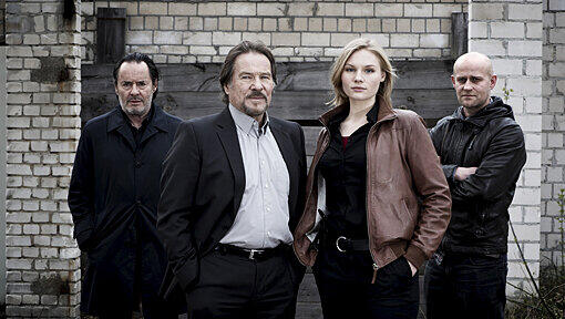 Die Hauptdarsteller von "Tod einer Polizistin" (l-r) Uwe Kockisch, Götz George, Rosalie Thomass und Jürgen Vogel (undatiertes Foto). Die Hauptdarsteller von "Tod einer Polizistin" (l-r) Uwe Kockisch, Götz George, Rosalie Thomass und Jürgen Vogel (undatiertes Foto).