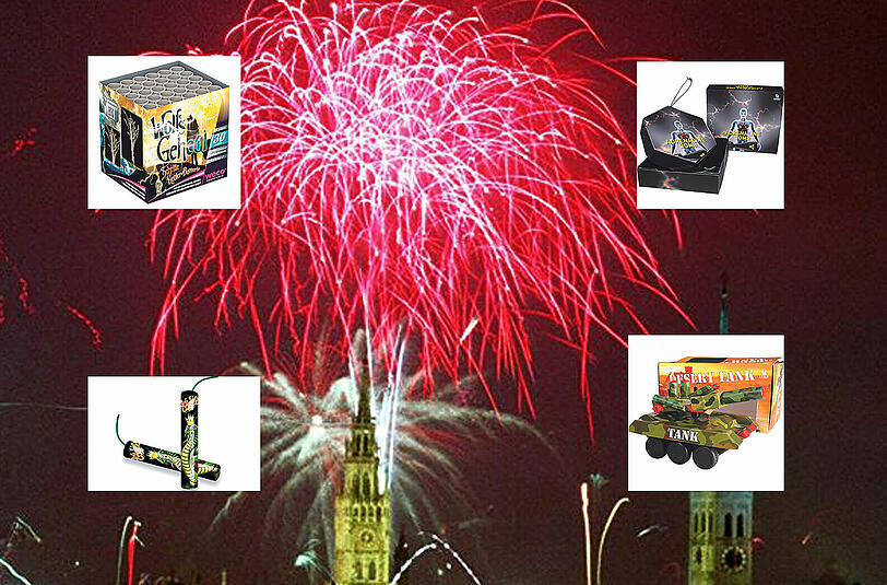 So schaut&rsquo;s am Mittwoch wieder aus: Silvester-Feuerwerkszauber vor der Münchner Altstadt-Silhouette.