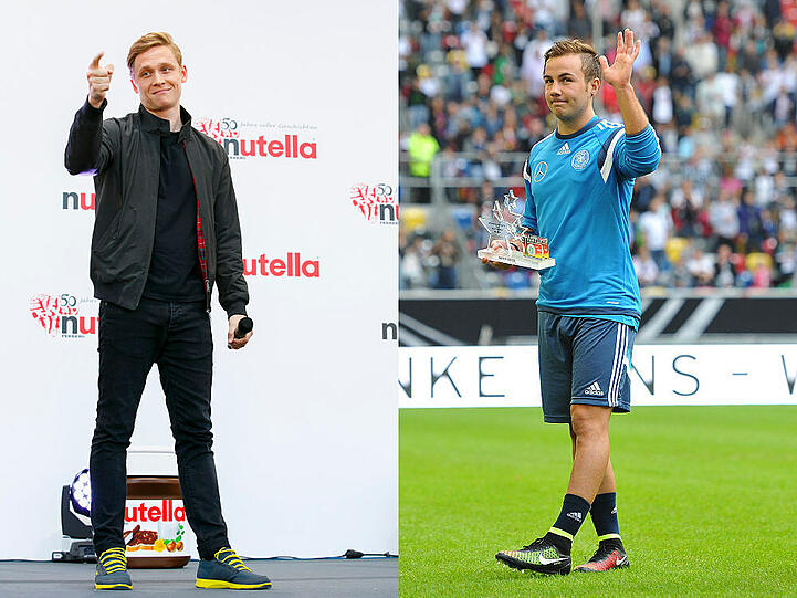 Spielen bald in einem Team: Matthias Schweighöfer (li.) und Mario Götze