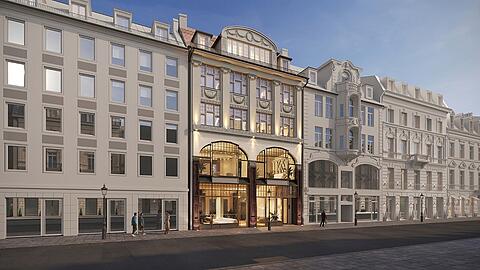 Nobel: So soll das Geb&auml;ude von Heilmann und Littmann in der Residenzstra&szlig;e 24 ausschauen, wenn es komplett fertig saniert ist.